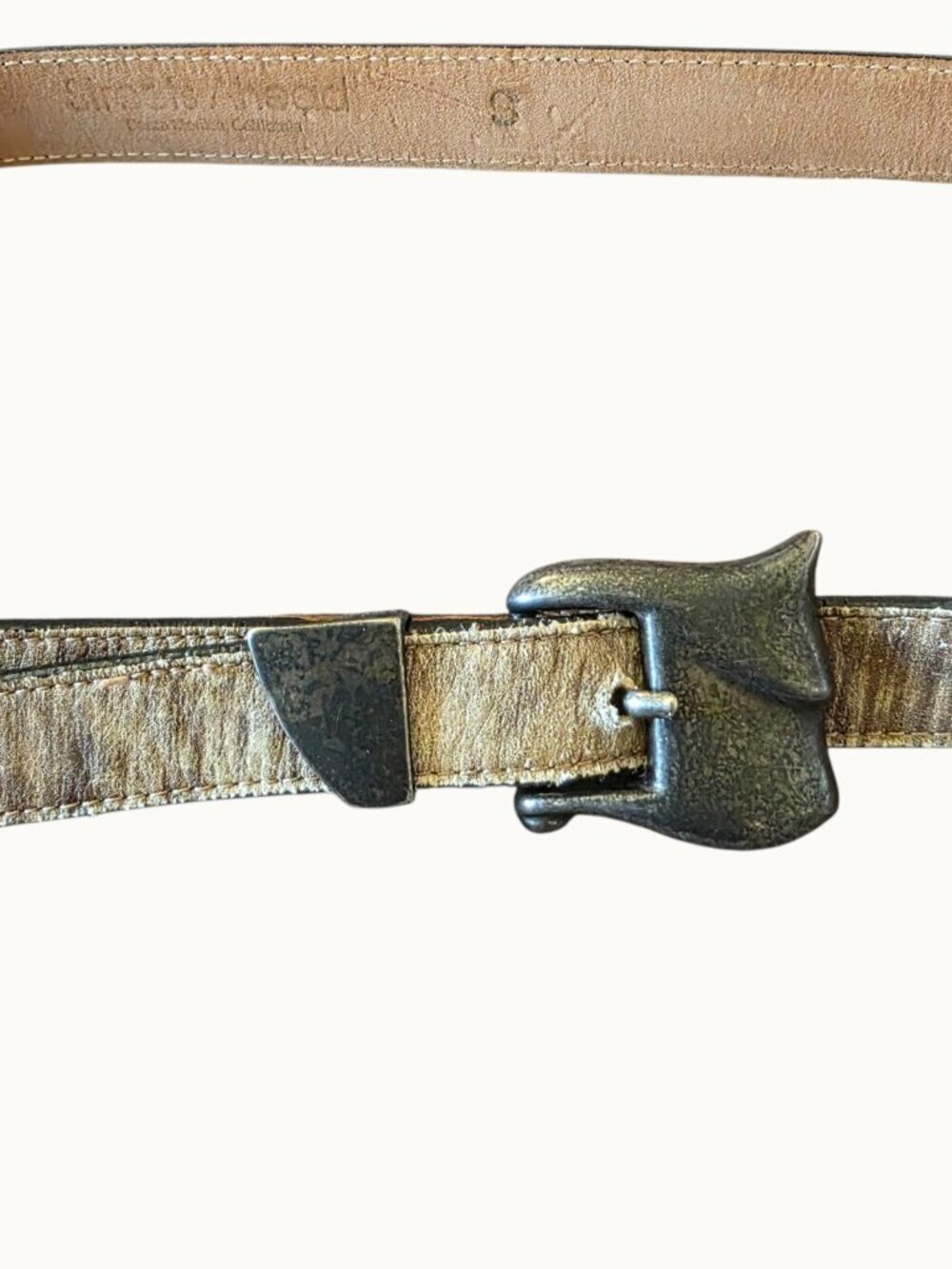 Streets Ahead Belt S Leather Distressed Boho Western Buckle Santa Monica USA - Picture 3 of 16